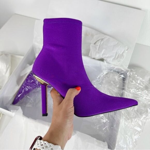 NEW Good American High Kickstand Neoprene Bootie Purple Size 10 - Picture 6 of 15